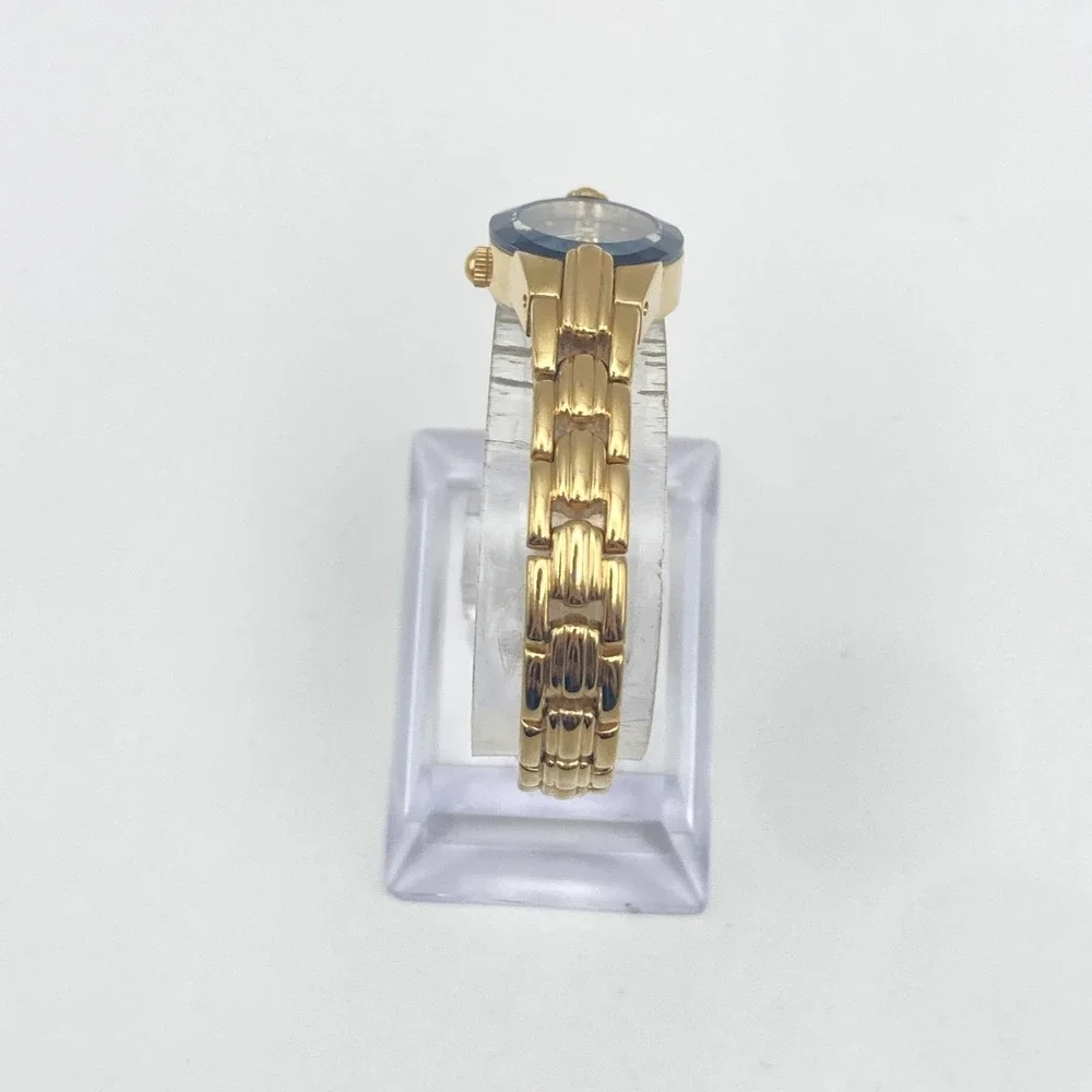 Armitron Now Women's Watch 17mm Gold Tone Blue Dial Faceted New Battery 6.75